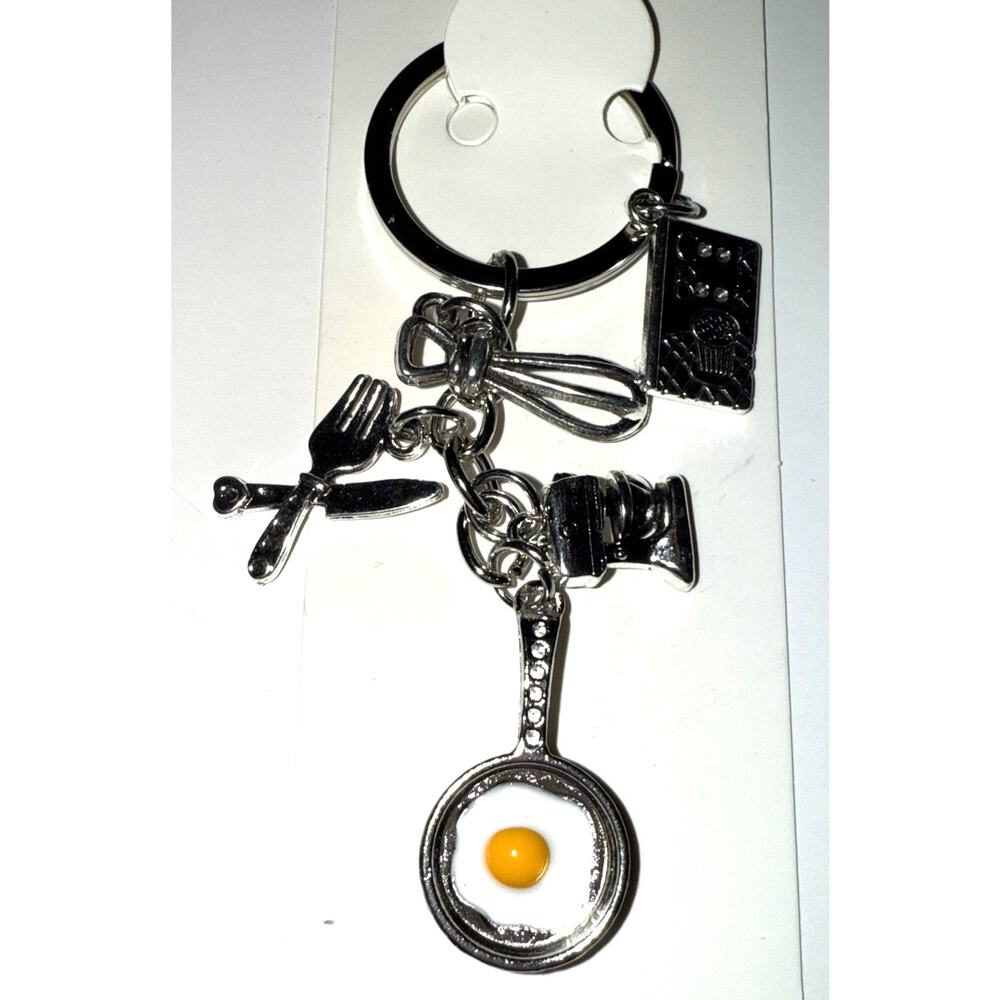 NWT Cooking Tool Keychain Silvertone Metal Purse Handbag Car Charm